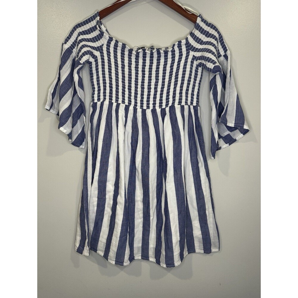 Lucky Brand Womens Top Medium Peasant Cottagecore Smocking‎ Tunic Bell Sleeves